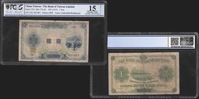 Taiwan Chinese Administration
Bank of Taiwan Limited
1 Yen, ND (1915)
Ref : Pick 1921, SM-T70-20
Serial Number : (52) 827403
Conservation : PCGS ...