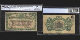 Chartered Bank of India, Australia & China
5 Dollars, Hankow, 1924
Ref : Pick S159, SM-Y11-30a
Serial Number : A/K 014060
Conservation : PCGS Choi...
