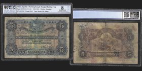 The Hong Kong & Shanghai Banking Corp
5 Dollars, Shanghai, ND (1923)
Ref : Pick S353, SM-Y13-40
Serial Number : 651589
Conservation : PCGS Choice ...