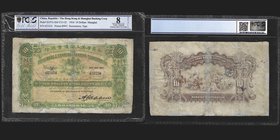 The Hong Kong & Shanghai Banking Corp
10 Dollars, Shanghai, 1916
Ref : Pick S357a, SM-Y13-32
Serial Number : 423234
Conservation : PCGS VG8 Detail...