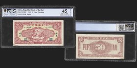 Bank of Bai Hai
50 Yuan 1945 Giaodung
Ref : Pick S3588C
Serial Number : H110108
Conservation : PCGS Choice EF45 Details