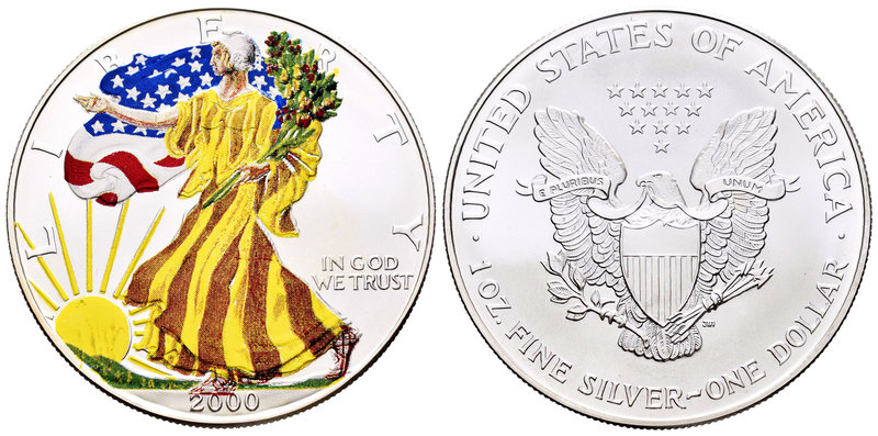 United States. 1 dollar. 2000. Ag. 31,11 g. Coloured Edition. UNC. Est...30,00.