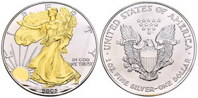 United States. 1 dollar. 2002. Ag. 31,11 g. Partial Gold Plated Edition. Ruthenium. UNC. Est...50,00.