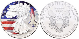 United States. 1 dollar. 2014. Ag. 31,11 g. Coloured Edition. Space Shuttle. UNC. Est...40,00.
