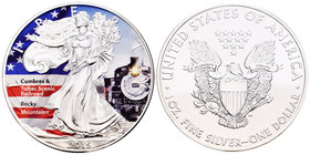 United States. 1 dollar. 2015. Ag. 31,11 g. Coloured Edition. Cumbre & Toltec Scenic Railroad. UNC. Est...40,00.