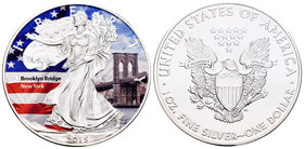 United States. 1 dollar. 2015. Ag. 31,11 g. Coloured Edition. Brooklyn Bridge. UNC. Est...40,00.
