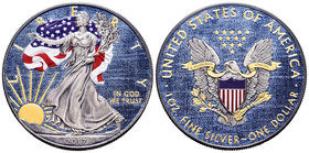 United States. 1 dollar. 2017. Ag. 31,11 g. Coloured Edition. United States Flag. Con caja y certificado. PR. Est...50,00.