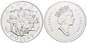 Canada. Elizabeth II. 1 dollar. 1994. (Km-2,51). Ag. 25,18 g. RCMP dog sled patrol. UNC. Est...15,00.