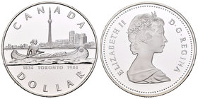 Canada. Elizabeth II. 1 dollar. 1984. (Km-140). Ag. 23,33 g. 150 Years Toronto. PR. Est...18,00.