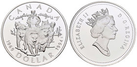 Canada. Elizabeth II. 1 dollar. 1994. (Km-251). Ag. 25,18 g. RCMP dog sled patrol. PR. Est...20,00.