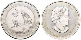 Canada. Elizabeth II. 2 dollars. 2016. Ag. 23,35 g. Wolfs. UNC. Est...18,00.