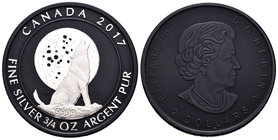 Canada. Elizabeth II. 2 dollars. 2017. Ag. 23,41 g. Black Edition. Howling Wolf. UNC. Est...70,00.