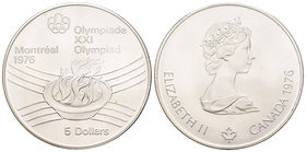 Canada. Elizabeth II. 5 dollars. 1976. (Km-110). Ag. 24,30 g. Olimpyc Games. Montreal 1974. UNC. Est...20,00.