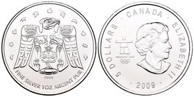 Canada. Elizabeth II. 5 dollars. 2009. (Km-863). Ag. 31,11 g. Olympic Games. Vancouver 2010. Totem. UNC. Est...30,00.