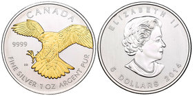 Canada. Elizabeth II. 5 dollars. 2014. Ag. 31,11 g. Partial Gold Plated. Eagle. UNC. Est...30,00.