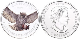 Canada. Elizabeth II. 5 dollars. 2015. Ag. 31,11 g. Coloured Edition. Owl. UNC. Est...40,00.