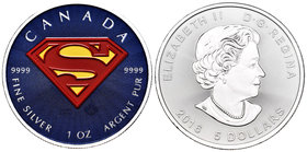 Canada. Elizabeth II. 5 dollars. 2016. Maple Leaf. Ag. 31,11 g. Coloured Edition. Superman. Tirada de 1000 piezas. UNC. Est...60,00.