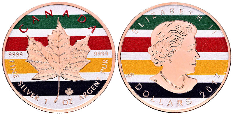 Canada. Elizabeth II. 5 dollars. 2017. Maple Leaf. Ag. 31,11 g. Coloured Edition...