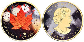 Canada. Elizabeth II. 5 dollars. 2017. Maple Leaf. Ag. 31,11 g. Coloured Edition. Fall. Con caja y certificado. PR. Est...50,00.