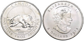 Canada. Elizabeth II. 8 dollars. 2013. (Km-1535). Ag. 46,87 g. Polar bear. PR. Est...50,00.