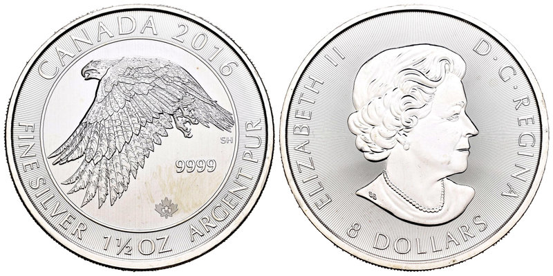 Canada. Elizabeth II. 8 dollars. 2016. Ag. 46,68 g. Eagle. UNC. Est...50,00.