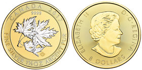 Canada. Elizabeth II. 8 dollars. 2017. Ag. 46,65 g. Partial Gold Plated Edition. Maple Leaf''s. UNC. Est...60,00.