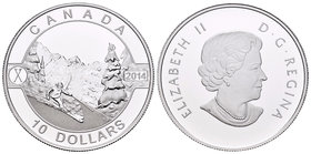 Canada. Elizabeth II. 10 dollar. 2014. (Km-1625.1). Ag. 15,87 g. Skiing Canada's. Con certificado. PR. Est...15,00.