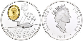 Canada. Elizabeth II. 20 dollars. 1997. (Km-298). Ag. 30,89 g. Partial gold plated. Con certificado. PR. Est...25,00.