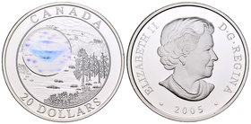 Canada. Elizabeth II. 20 dollars. 2005. (Km-562). Ag. 31,39 g. Hologram. PR. Est...45,00.