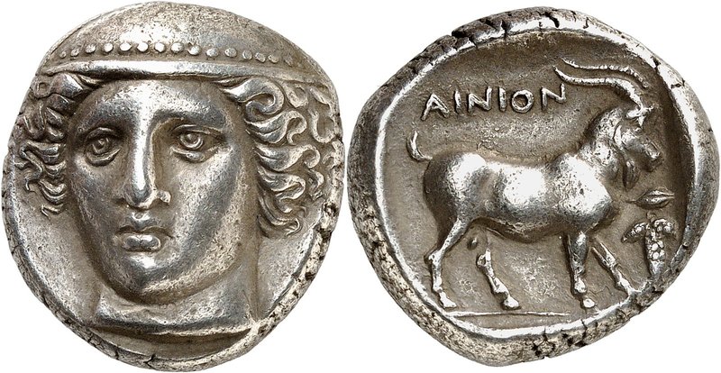 GRÈCE ANTIQUE
Thrace, Ainos. Tétradrachme d’argent, frappé vers 375 av. J.C.
A...