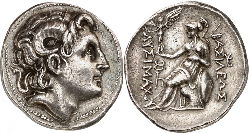GRÈCE ANTIQUE
Royaume de Thrace, Lysimaque (305-281 av. J.C.). Tétradrachme d’a...