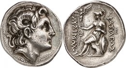 GRÈCE ANTIQUE
Royaume de Thrace, Lysimaque (305-281 av. J.C.). Tétradrachme d’argent, Amphipolis, frappé vers 288/7-282/1 av J.C.
Av. Tête d’Alexand...