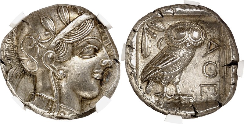 GRÈCE ANTIQUE
Attique, Athènes, (ca. 480-450 av. J.C.). Tétradrachme d’argent....