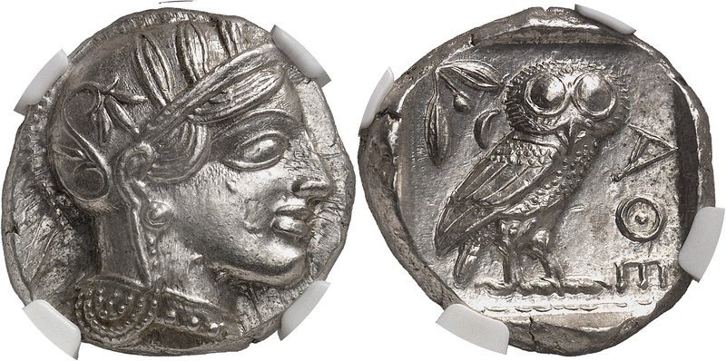 GRÈCE ANTIQUE
Attique, Athènes, (ca. 480-450 av. J.C.). Tétradrachme d’argent....