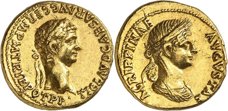 EMPIRE ROMAIN
Claude (41-54). Aureus 50-54.
Av. Tête de Claude à droite. Rv. T...