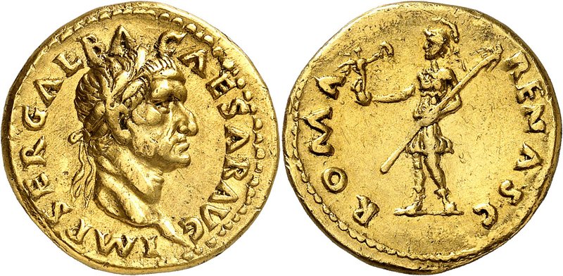 EMPIRE ROMAIN
Galba (68-69). Aureus, Rome.
Av. Tête laurée à droite. Rv. Allég...