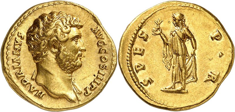 EMPIRE ROMAIN
Hadrien (117-138). Aureus 137, Rome.
Av. Tête nue à droite. Rv. ...
