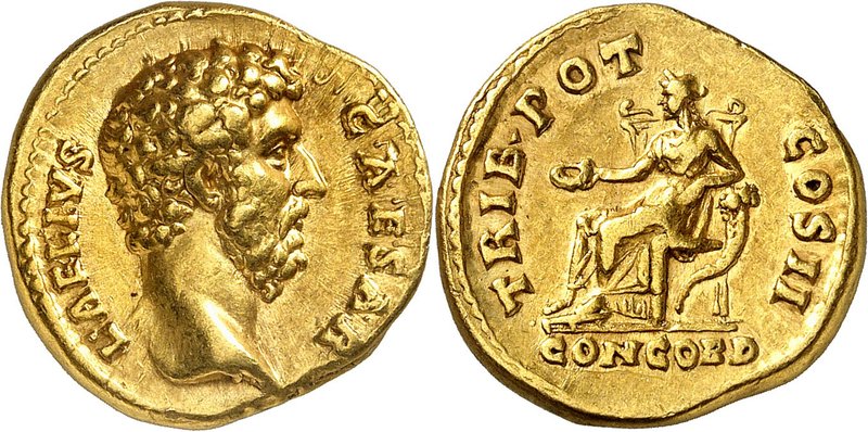 EMPIRE ROMAIN
Aelius (136-138). Aureus 137, Rome.
Av. Tête nue  à droite. Rv. ...