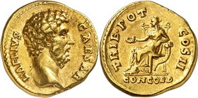 EMPIRE ROMAIN
Aelius (136-138). Aureus 137, Rome.
Av. Tête nue  à droite. Rv. La Concorde assise à gauche.
Cal. 1444. 7,13 g.
Bel exemplaire de ce...
