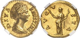 EMPIRE ROMAIN
Faustine mère, femme d’Antonin le Pieux (138-161). Aureus 141, Rome.
Av. Buste coiffé à droite. Rv. Cérès debout à gauche.
Cal. 1758....
