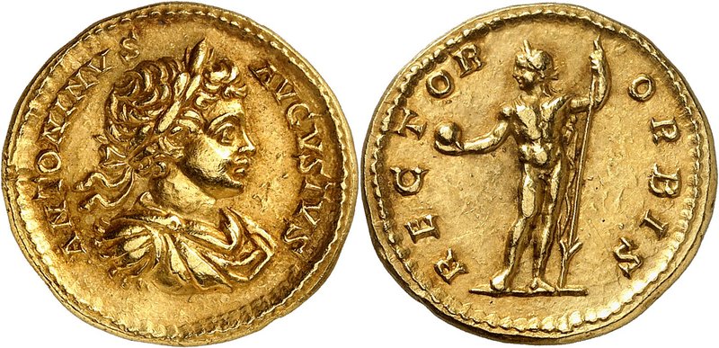 EMPIRE ROMAIN
Caracalla (198-217). Aureus 199-200, Rome.
Av. Buste lauré et dr...