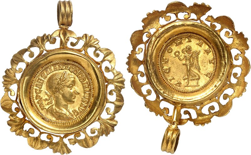 EMPIRE ROMAIN
Gordien III (238-244). Aureus 238-239, Rome, monté en pendentif....