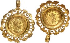 EMPIRE ROMAIN
Gordien III (238-244). Aureus 238-239, Rome, monté en pendentif.
Av. Buste lauré et drapé droite. Rv. Victoire à gauche.
Cal. 3238. 1...