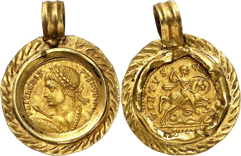 EMPIRE ROMAIN
Crispus (316-324). Solidus 325, Nicomédie, monté en pendentif.
A...