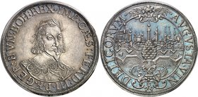 ALLEMAGNE
Saint Empire, Ferdinand III (1625-1657). Thaler 1639, Augsbourg.
Av. Buste de trois-quarts lauré et cuirassé. Rv. Vue de ville surmontée d...