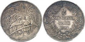 ALLEMAGNE
Nouvelle Guinée allemande (1884-1919). 2 mark 1894, Berlin.
Av. Oiseau de paradis sur une branche. Rv. Valeur dans une couronne.
Jaeger. ...