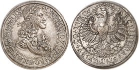 AUTRICHE
Léopold Ier (1657-1705). Double thaler (1670) non daté, Hall.
Av. Buste drapé et lauré à droite. Rv. Aigle couronné.
Dav. 3247. 56,77 g.
...