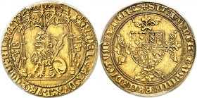 BELGIQUE
Flandres, Philippe le Bon (1419-1467). Lion d’or, Bruges.
Av. Lion à gauche. Rv. Armes de Bourgogne et de Flandres.
Del. 489, Fr. 185. 4,2...