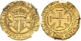 ESPAGNE
Charles I (1517-1556), Valence. Corona ou escudo.
Av. Écu couronné. Rv. Croix de Jérusalem.
Fr. 95. 3,41 g.
Top Pop : plus haut grade.
NG...