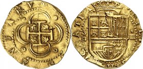 ESPAGNE
Philippe II (1556-1598). 4 escudos, Séville.
Av. Croix avec quadribole en cœur. Rv. Écu couronné.
Fr. 158. 13,48 g.
Très bel exemplaire po...